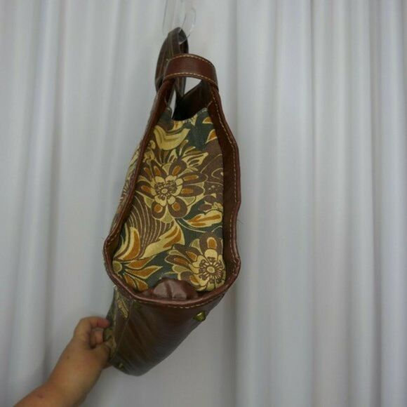 Braciano Large handbag shoulder tote brown floral paisley tapestry pattern - Picture 6 of 9